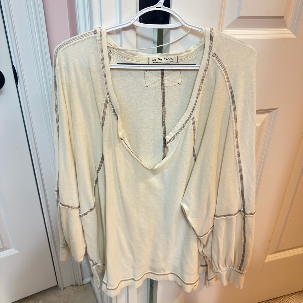 We The Free Cream V-Neck Tunic Top